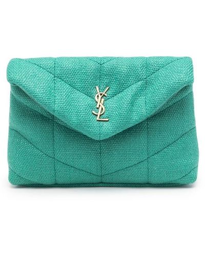 Saint Laurent Loulou Quilted Clutch Bag - Green