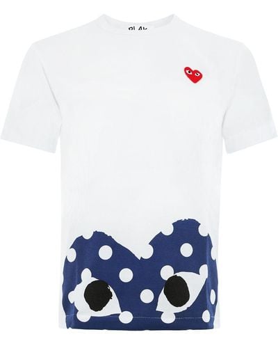 COMME DES GARÇONS PLAY Heart Polka Dot T Shirt - Blanco