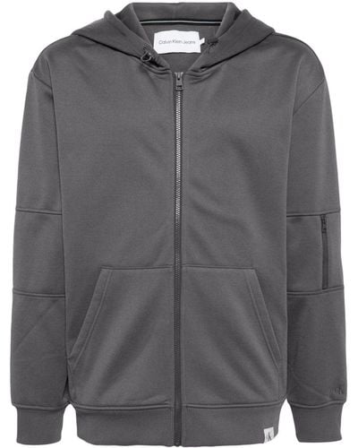 Calvin Klein Woven Tab Zip-up Track Jacket - Gray