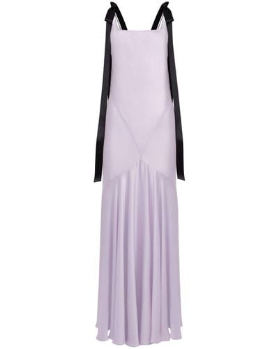 Nina Ricci Bow Satin Maxi Dress - Purple
