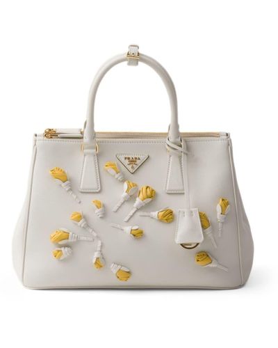 Prada Large Galleria Saffiano Leather Handbag - White