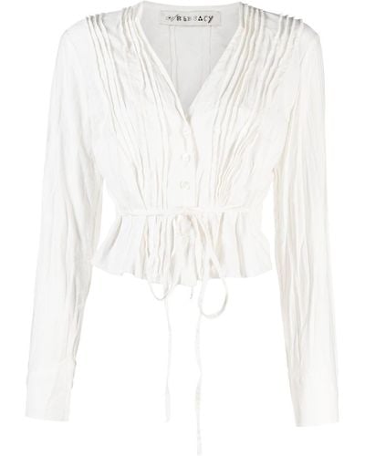 Our Legacy Pleated Long-sleeve Blouse - White