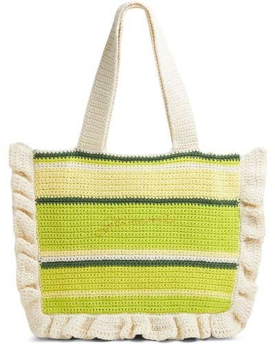 Ganni Stripe-pattern Knitted Tote Bag - Yellow