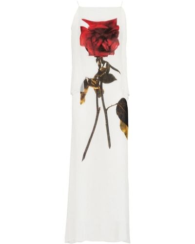 Alexander McQueen Robe-nuisette Chiffon Shadow Rose - Blanc