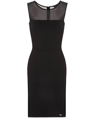 Armani Exchange Bodycon Mesh-panel Minidress - Black