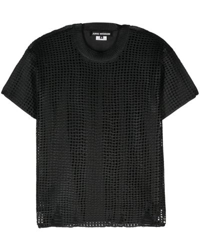 Junya Watanabe Open-Knit Crewneck T-Shirt - Black