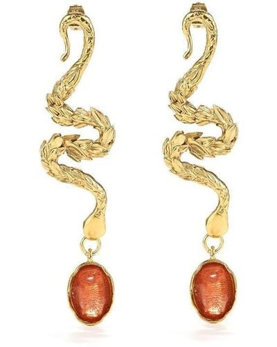 Goossens Engraved snake-shaped earrings - Bianco