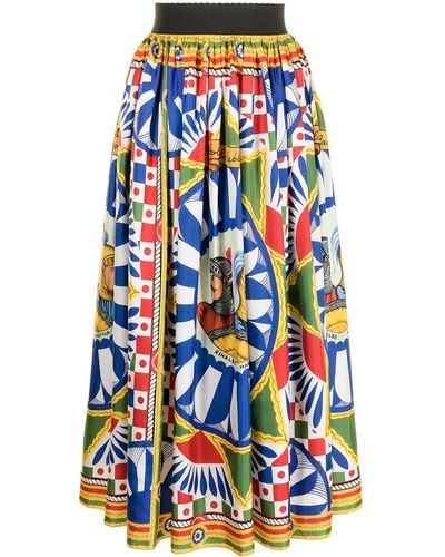 Dolce & Gabbana Geometric-print Skirt - Blue