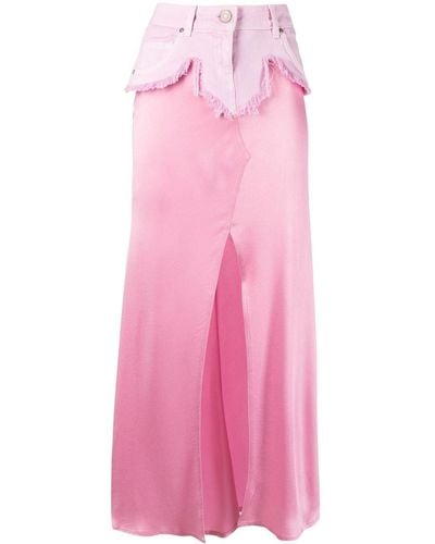Blumarine Jeans-insert Distressed Full Skirt - Pink
