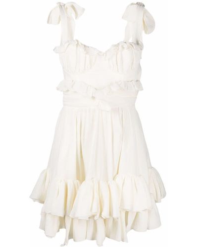 Rochas Ruffled-detail Mini Dress - White