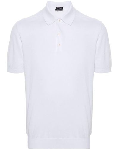 Kiton Fijngebreid Poloshirt - Wit
