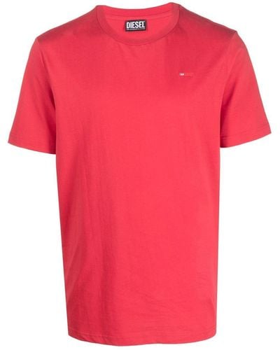 DIESEL T-just-microdiv Katoenen T-shirt Met Geborduurd Logo - Rood