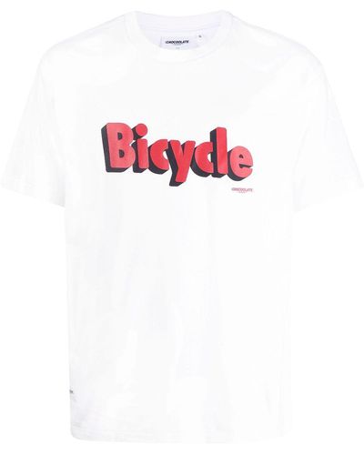 Chocoolate Bicycle-print Cotton T-shirt - White
