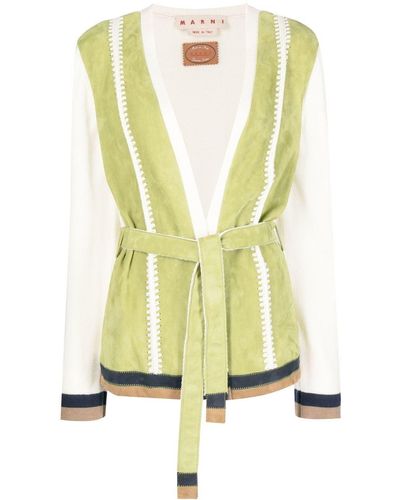 Marni Two-tone Belted Jacket - Green