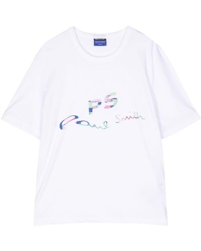 PS by Paul Smith Wave Logo-print Supima-cotton T-shirt - White
