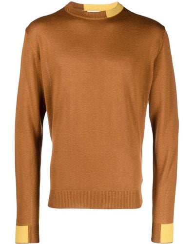 Manuel Ritz Logo-embroidered Two-tone Sweater - Brown