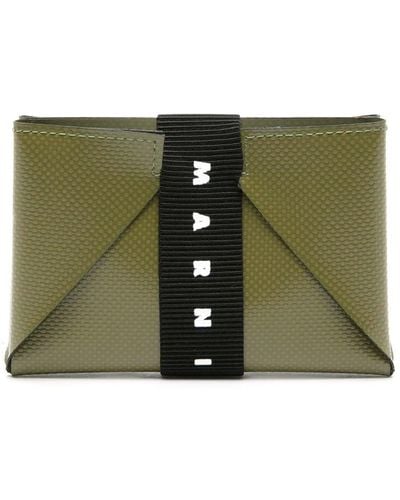 Marni Logo-strap Leather Cardholder - Green