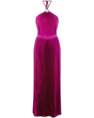 L'idée Pleated Halterneck Dress - Purple