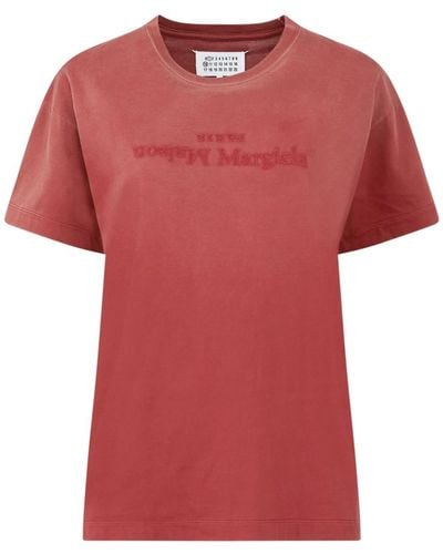 Maison Margiela T-shirt en coton à logo imprimé - Rouge
