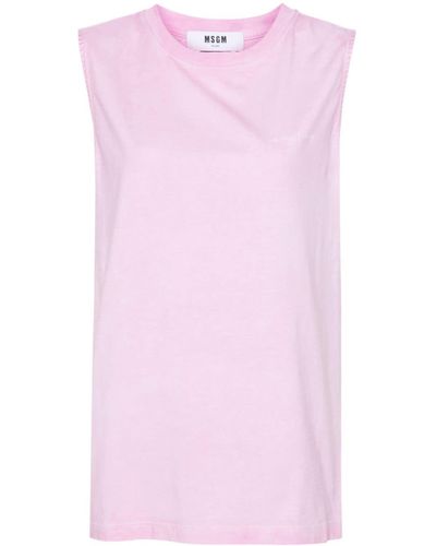 MSGM Embroidered-logo Tank Top - Pink