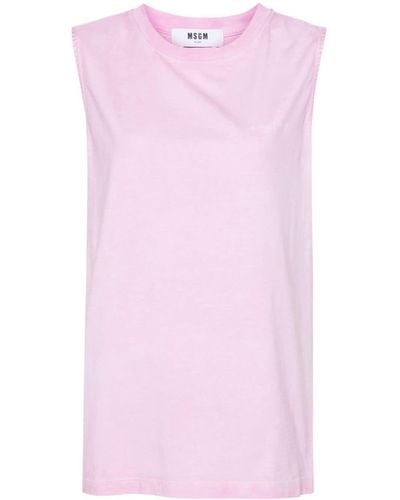 MSGM Embroidered-logo Tank Top - Pink