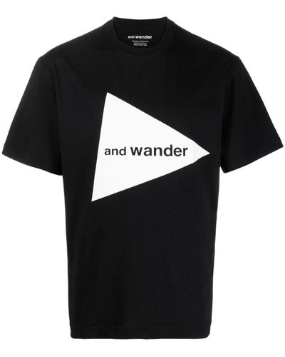 and wander Camiseta tipo jersey con logo - Negro