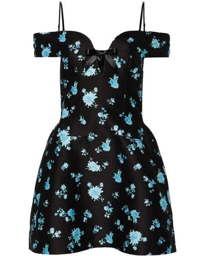 ShuShu/Tong Flared Mini-jurk Met Bloemenprint - Zwart