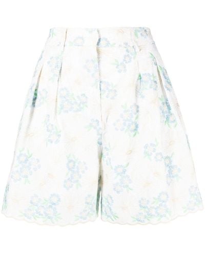 Vivetta Floral-embroidery Pleated Shorts - White