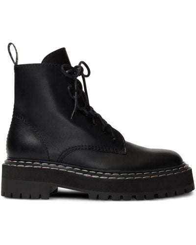 Proenza Schouler Combat Leather Boots - Black