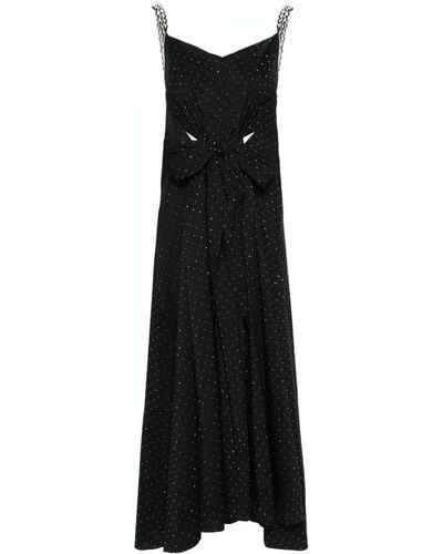 Nissa Rhinestone-embellished Flared Midi Dress - Black