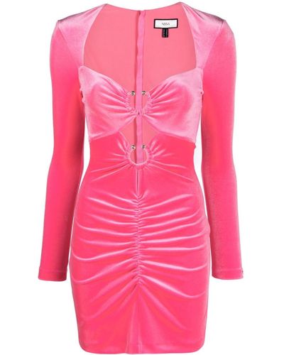 Nissa Ruched Velvet Minidress - Pink
