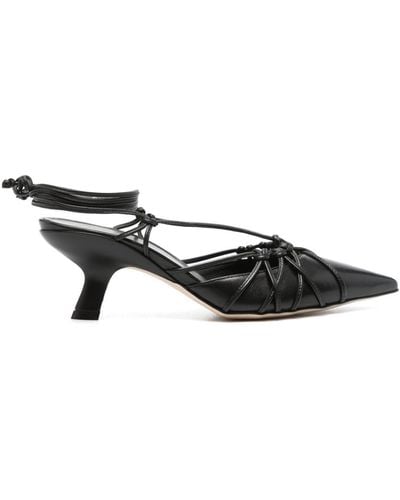 Vic Matié Chanel 60mm Leather Sandals - Black