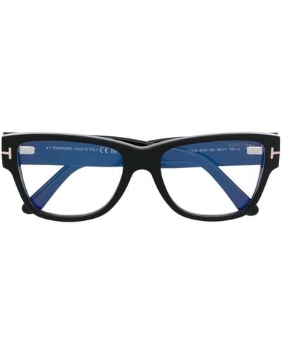 Tom Ford Occhiali cat-eye con logo inciso - Blu