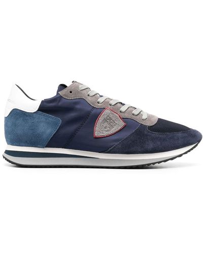 Philippe Model Panelled Suede-leather Trainers - Blue