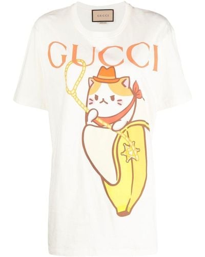 Gucci Camiseta con motivo gráfico - Metálico