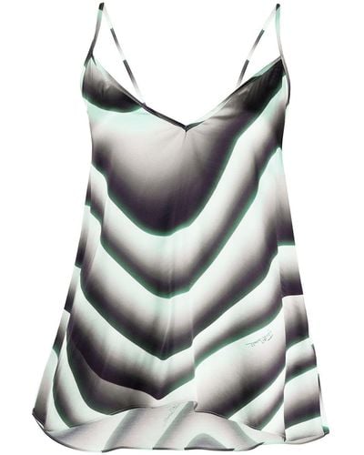 Just Cavalli Wave Print Asymmetric Top - Green