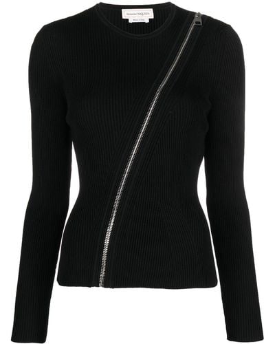 Alexander McQueen Sweatshirt mit Reißverschlussdetail - Schwarz
