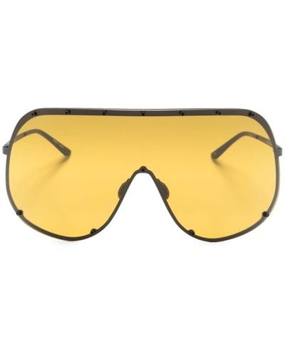 Rick Owens Shield Temple Sonnenbrille mit Oversized-Gestell - Gelb