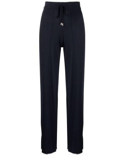 N.Peal Cashmere Wide-leg Cotton-cashmere Trousers - Blue
