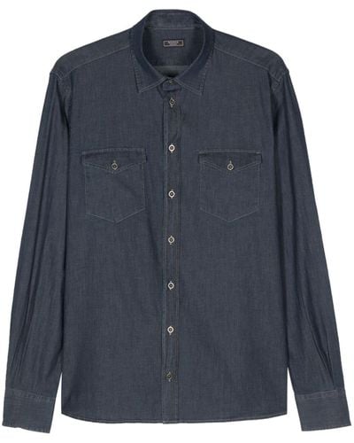 Peserico Contrast-stitching Denim Shirt - Blue