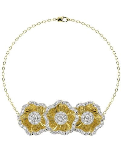 Marchesa 18kt Gelbgoldarmband mit floralen Diamanten - Mettallic