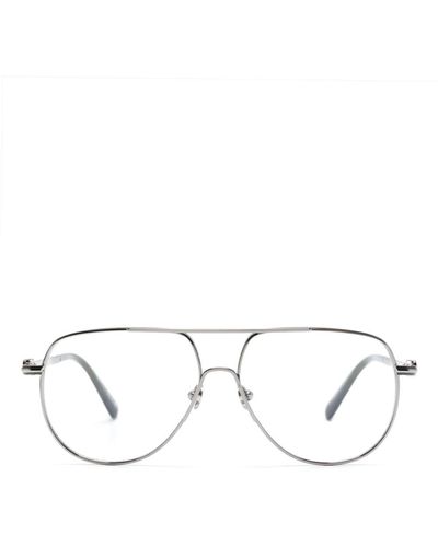 Moncler Pilotenbrille mit Logo-Schild - Weiß