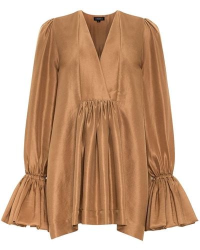 Azeeza Lupin Silk Minidress - Brown