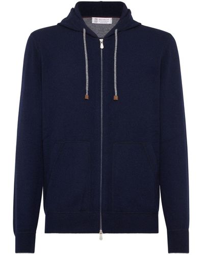 Brunello Cucinelli Sudadera con capucha con cordones - Azul