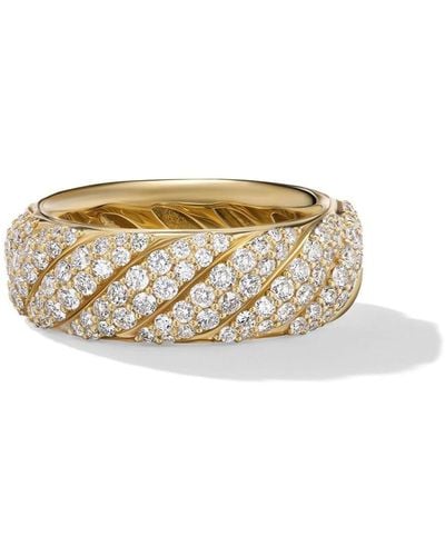 David Yurman 18kt Yellow Gold Sculpted Cable Diamond Ring - Metallic