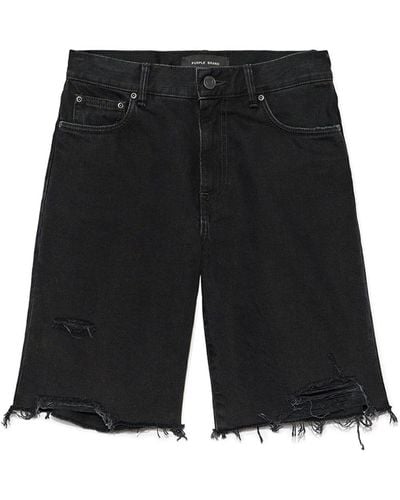 Purple Brand Knee-length Denim Shorts - Black