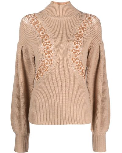 Ulla Johnson Crochet-detail Merino Sweater - Natural