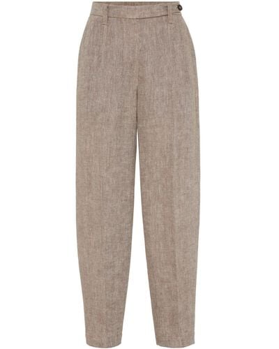 Brunello Cucinelli Tailored Linen Pants - Natural