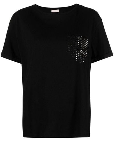 Liu Jo Rhinestone-embellished Trompe L'oeil-effect T-shirt - Black