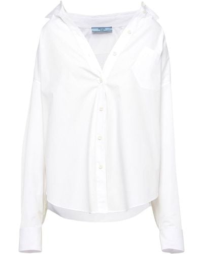 Prada Back-logo Oversized Shirt - White